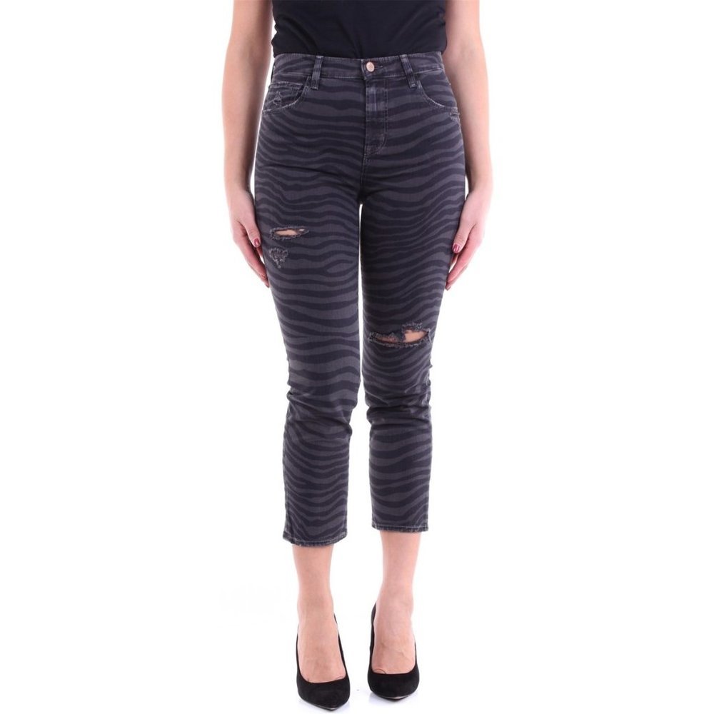 J Brand Jeans JB002957 Black  Dazzle Destruct High Rise Crop in Ruby